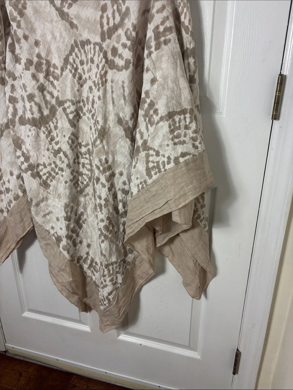 Elena Baldi Neutral Beige Linen Poncho made in Italy cover up beach lightweight